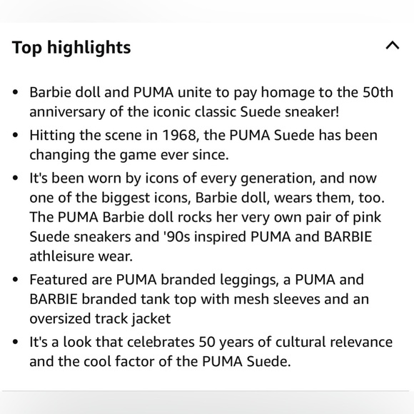 Puma Barbie 2018 limited edition Barbie doll ￼